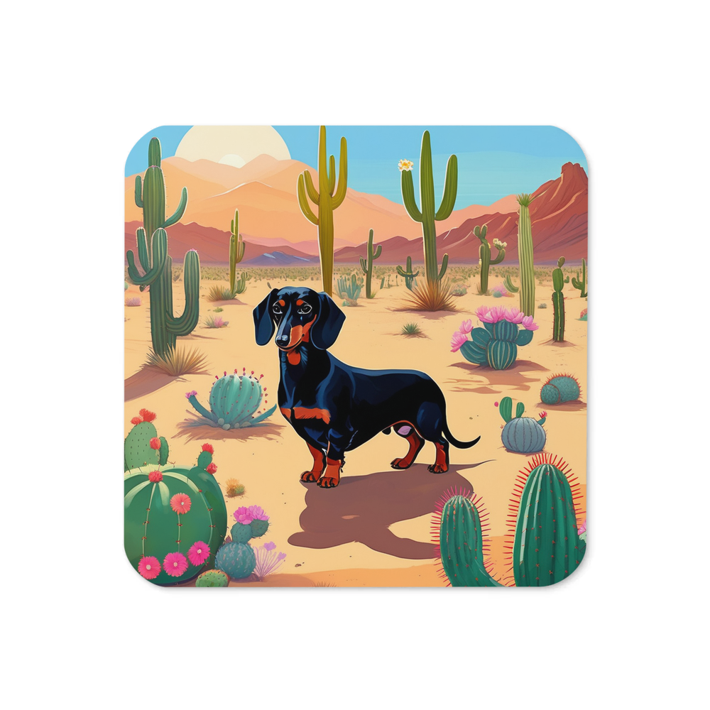 PugMug Custom Black Dachshund Coaster