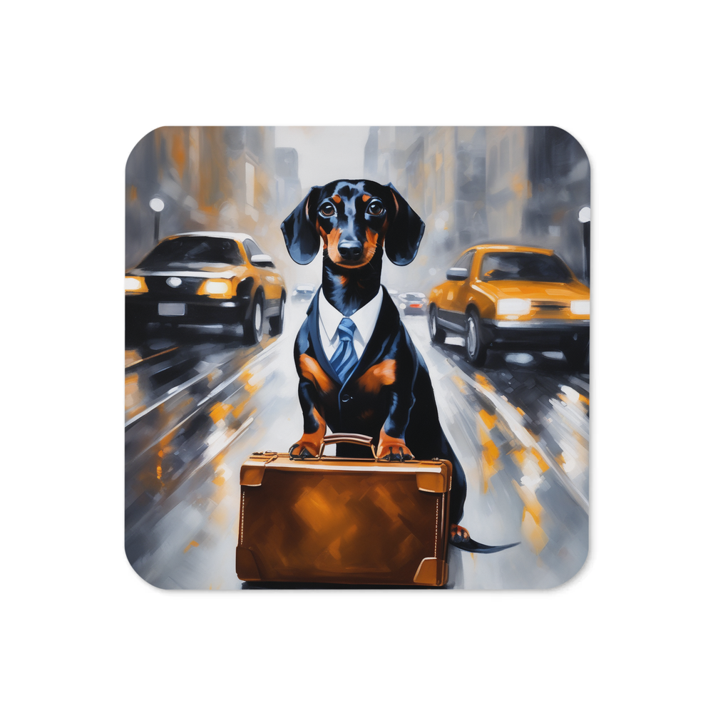 PugMug Custom Black Dachshund Coaster