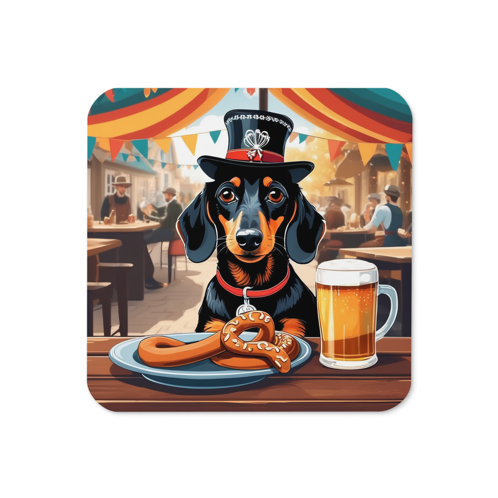 PugMug Custom Black Dachshund Coaster