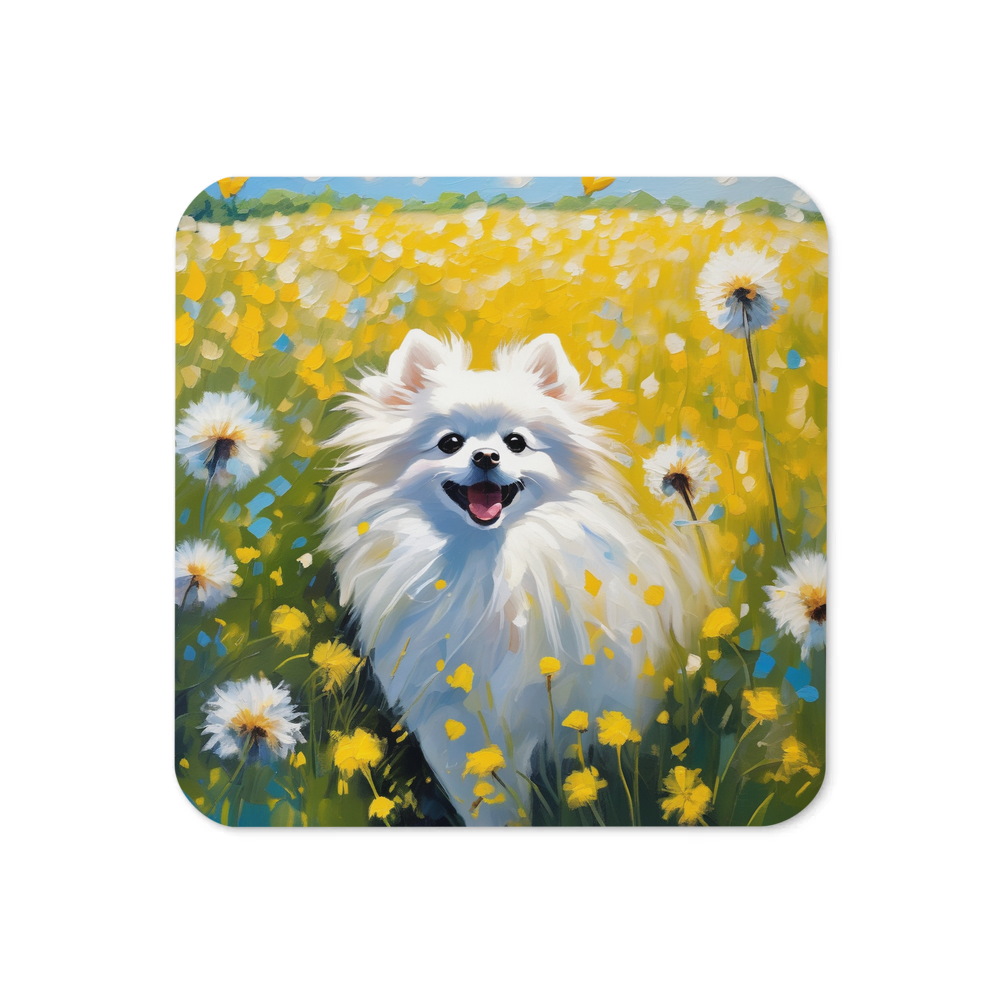 PugMug Custom White Pomeranian Coaster