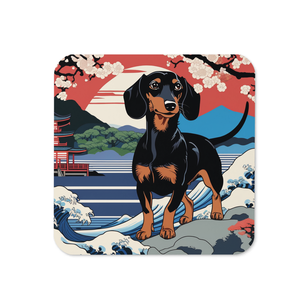 PugMug Custom Black Dachshund Coaster