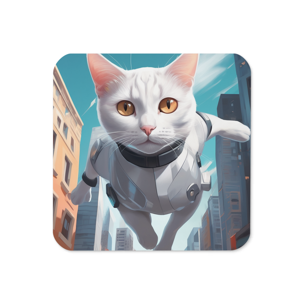 PugMug Custom White Companion Cat Coaster