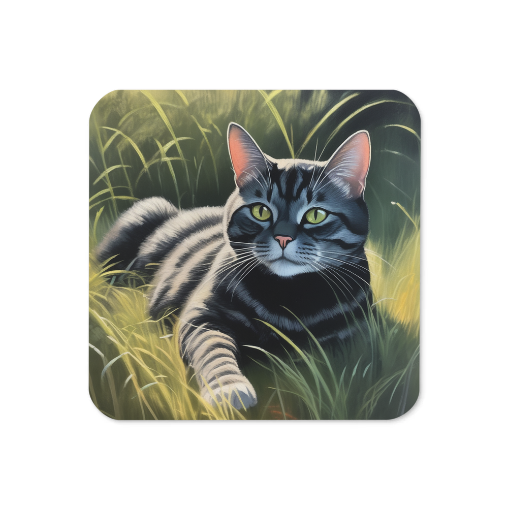 PugMug Custom Black American Shorthair Cat Coaster
