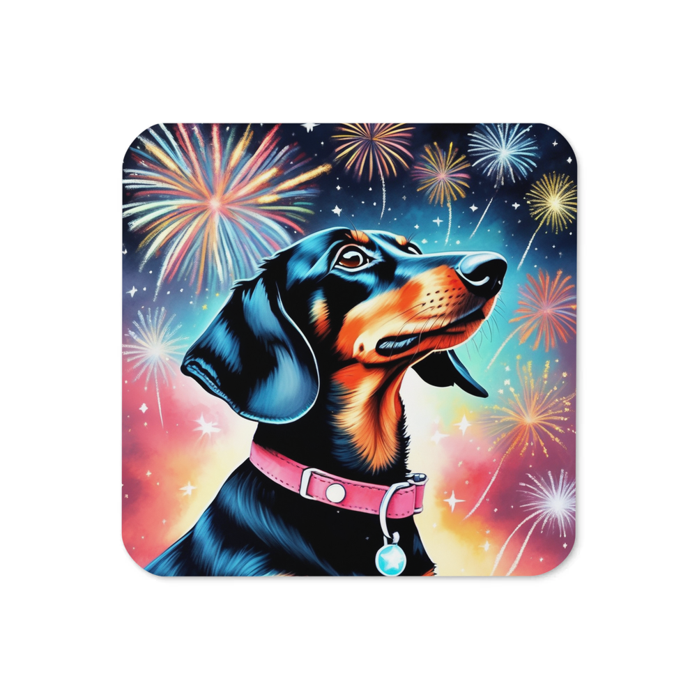 PugMug Custom Black Dachshund Coaster