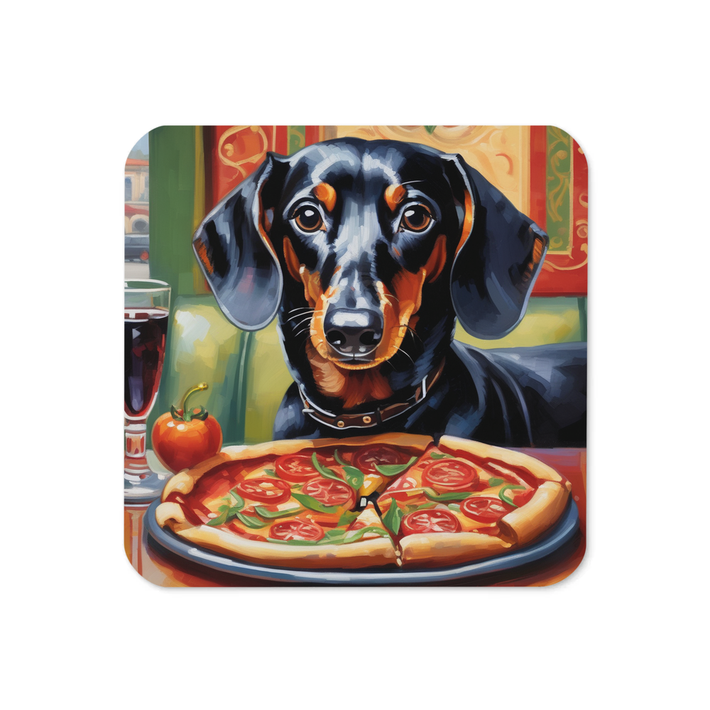 PugMug Custom Black Dachshund Coaster