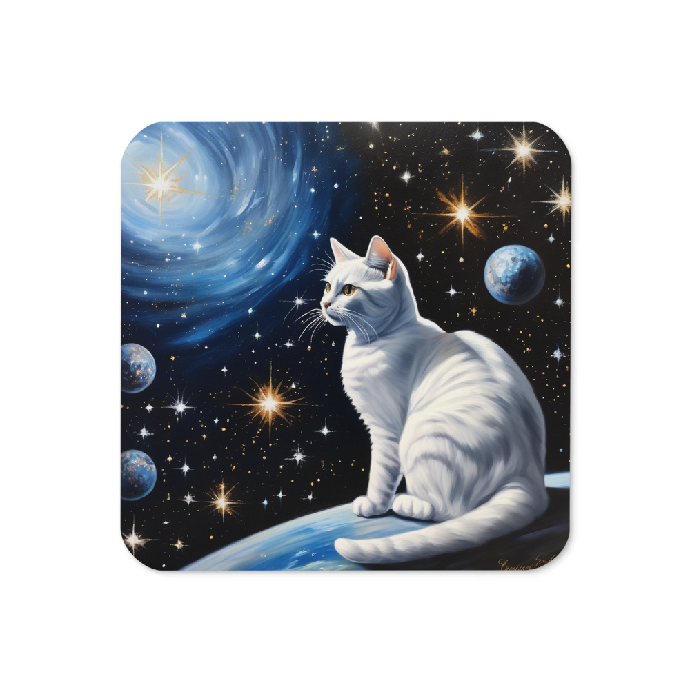 PugMug Custom White American Shorthair Cat Coaster
