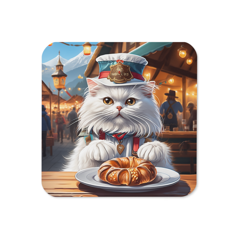 PugMug Custom White Persian Cat Coaster