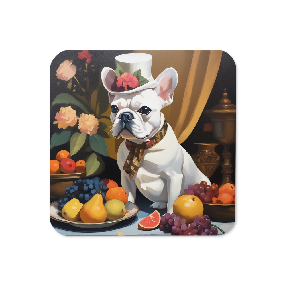 PugMug Custom White French Bulldog Coaster