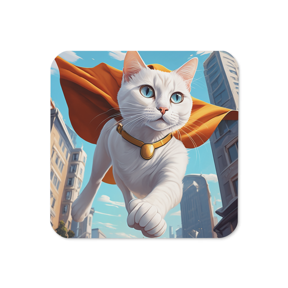 PugMug Custom White Companion Cat Coaster