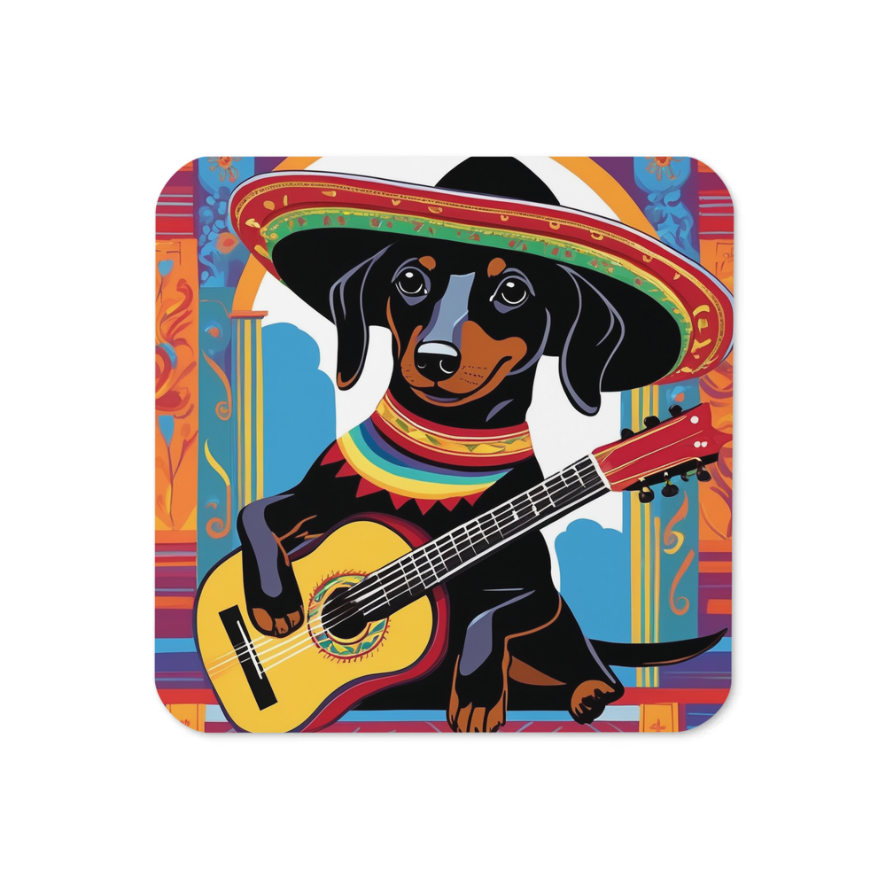 PugMug Custom Black Dachshund Coaster