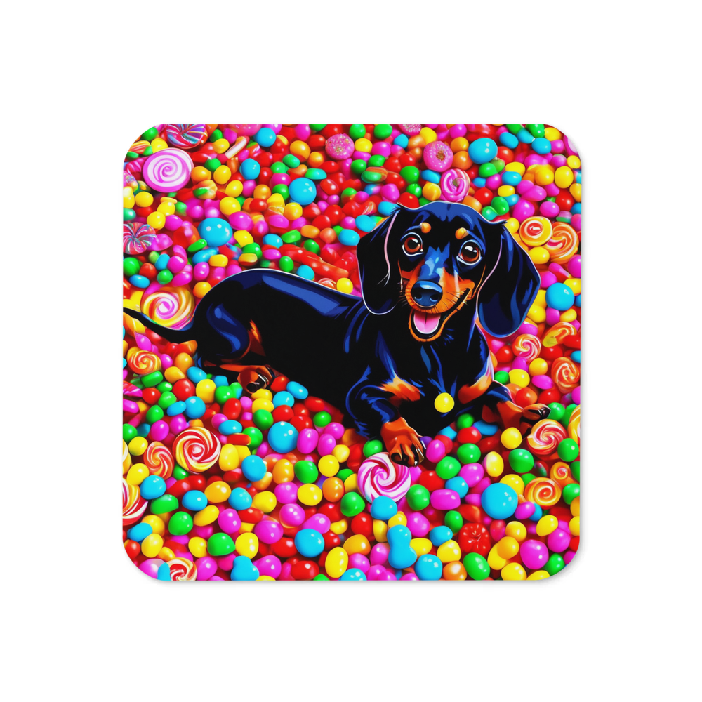 PugMug Custom Black Dachshund Coaster