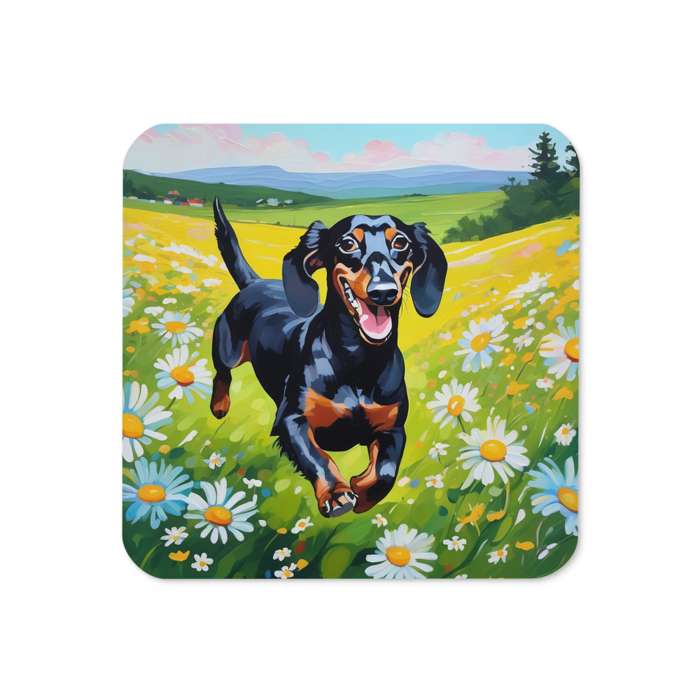 PugMug Custom Black Dachshund Coaster