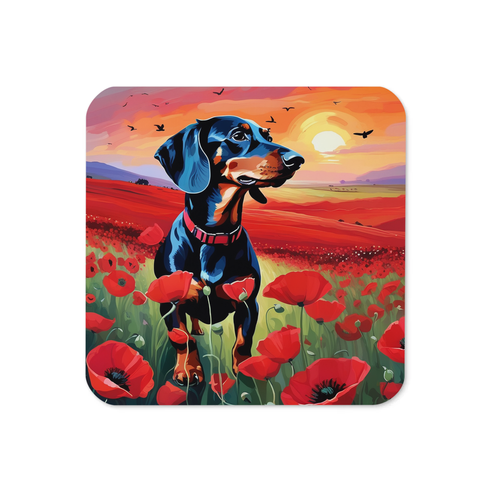 PugMug Custom Black Dachshund Coaster