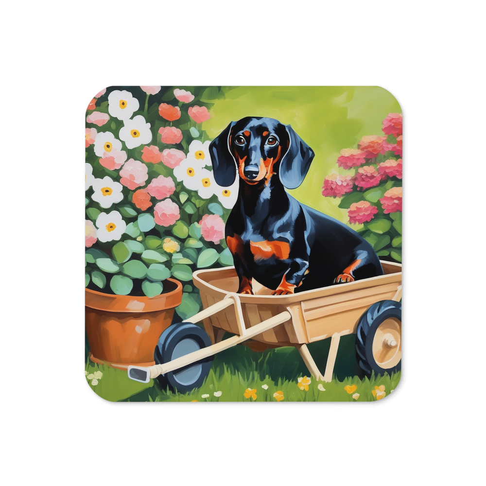 PugMug Custom Black Dachshund Coaster