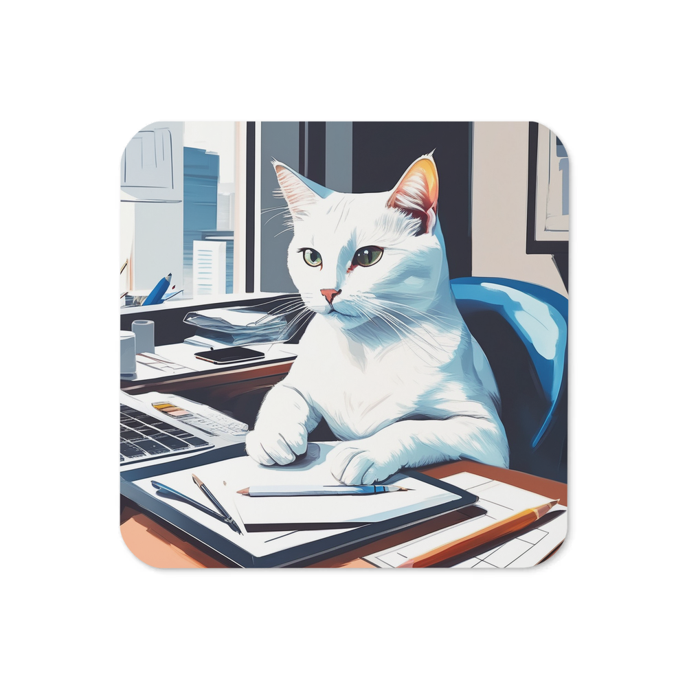 PugMug Custom White Companion Cat Coaster