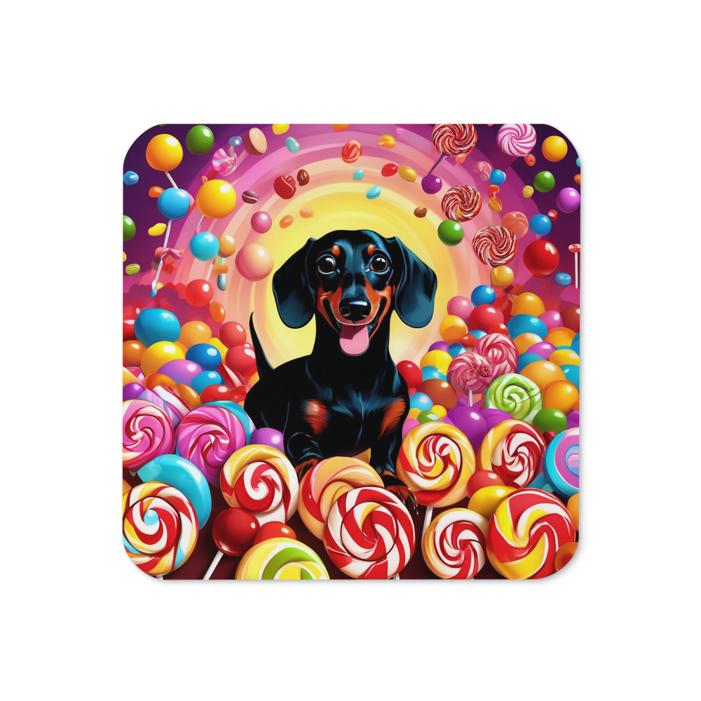 PugMug Custom Black Dachshund Coaster