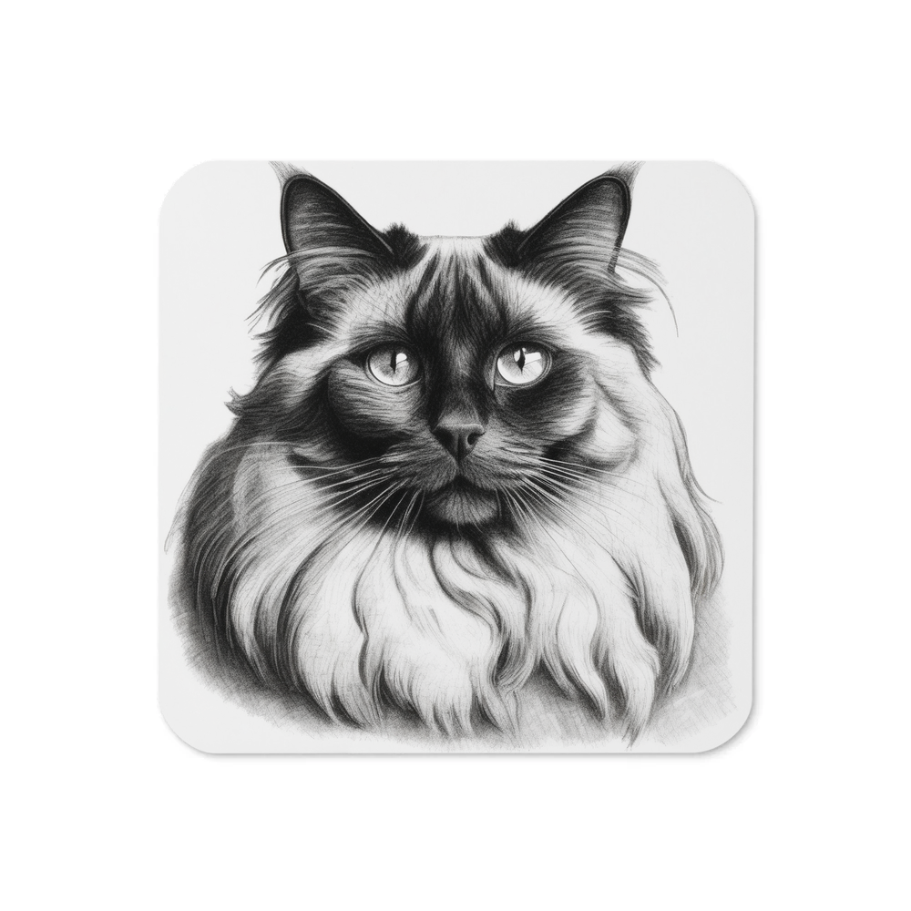 PugMug Custom Black Ragdoll Cat Coaster