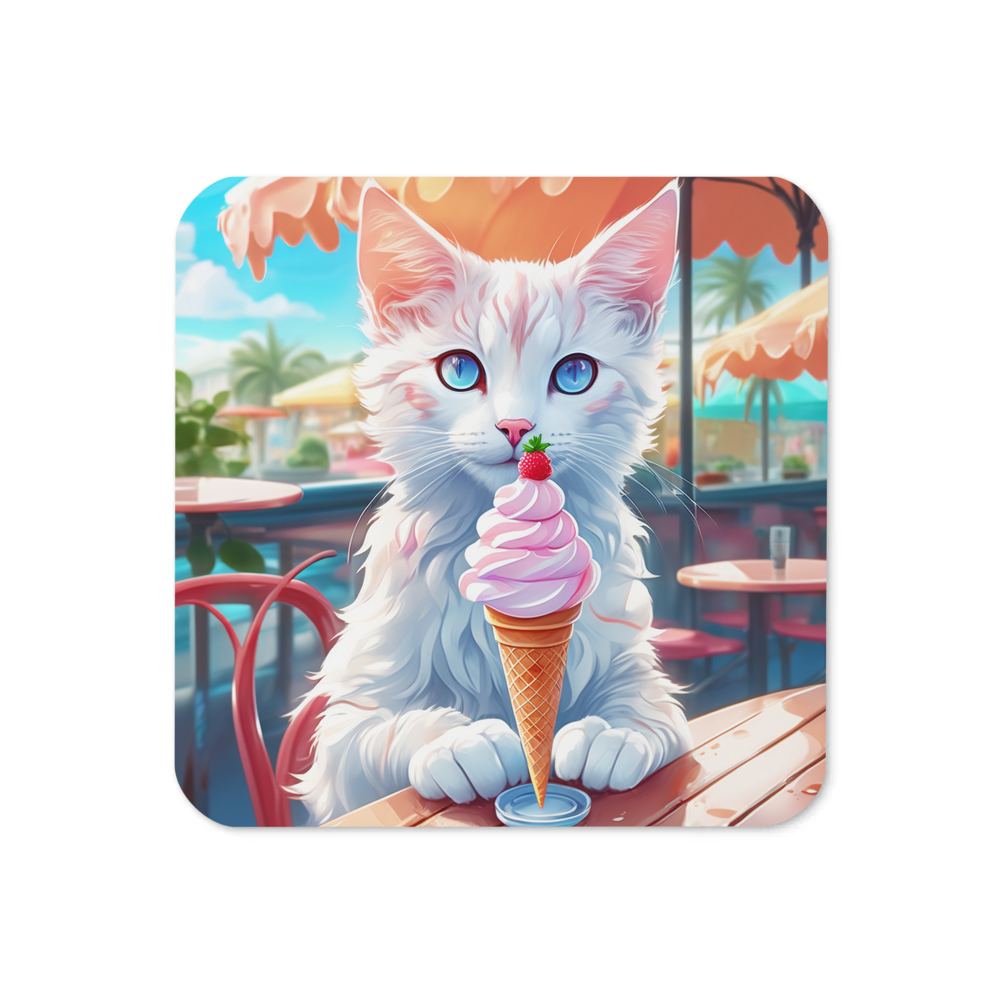 PugMug Custom White Companion Cat Coaster