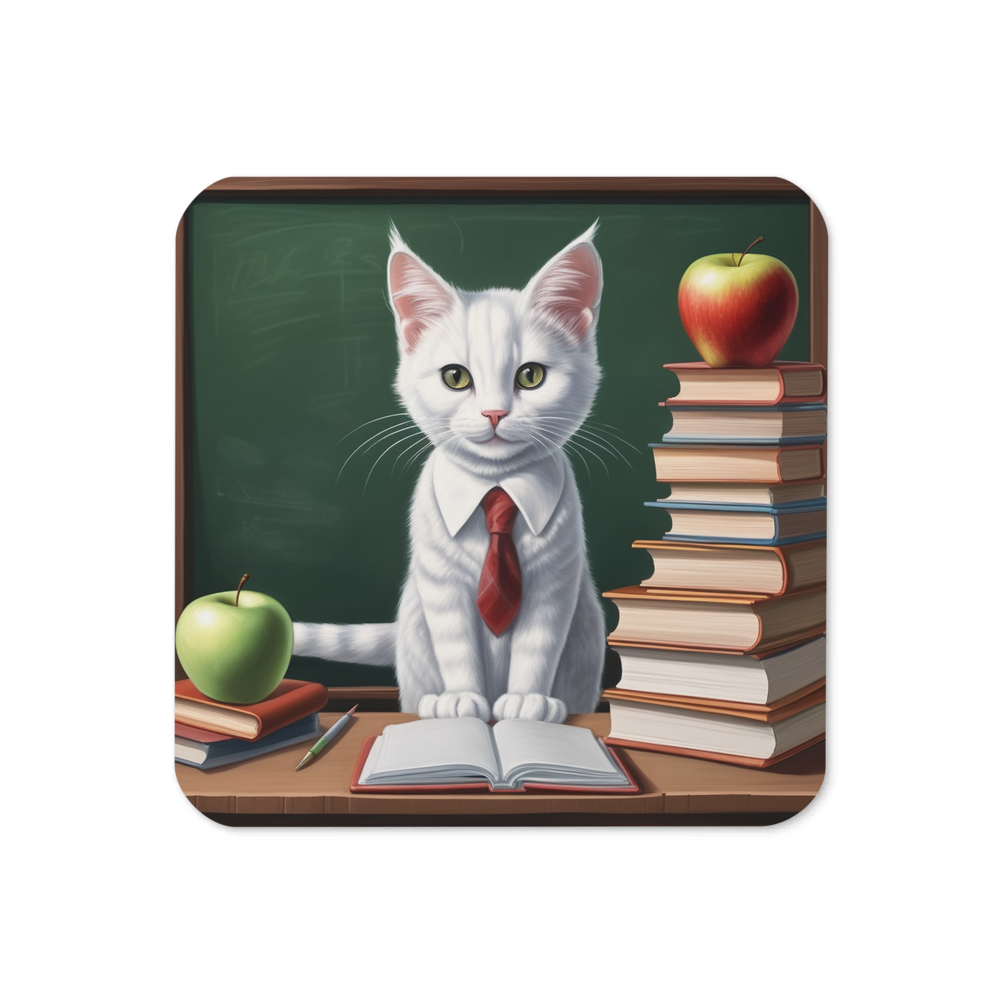 PugMug Custom White Companion Cat Coaster