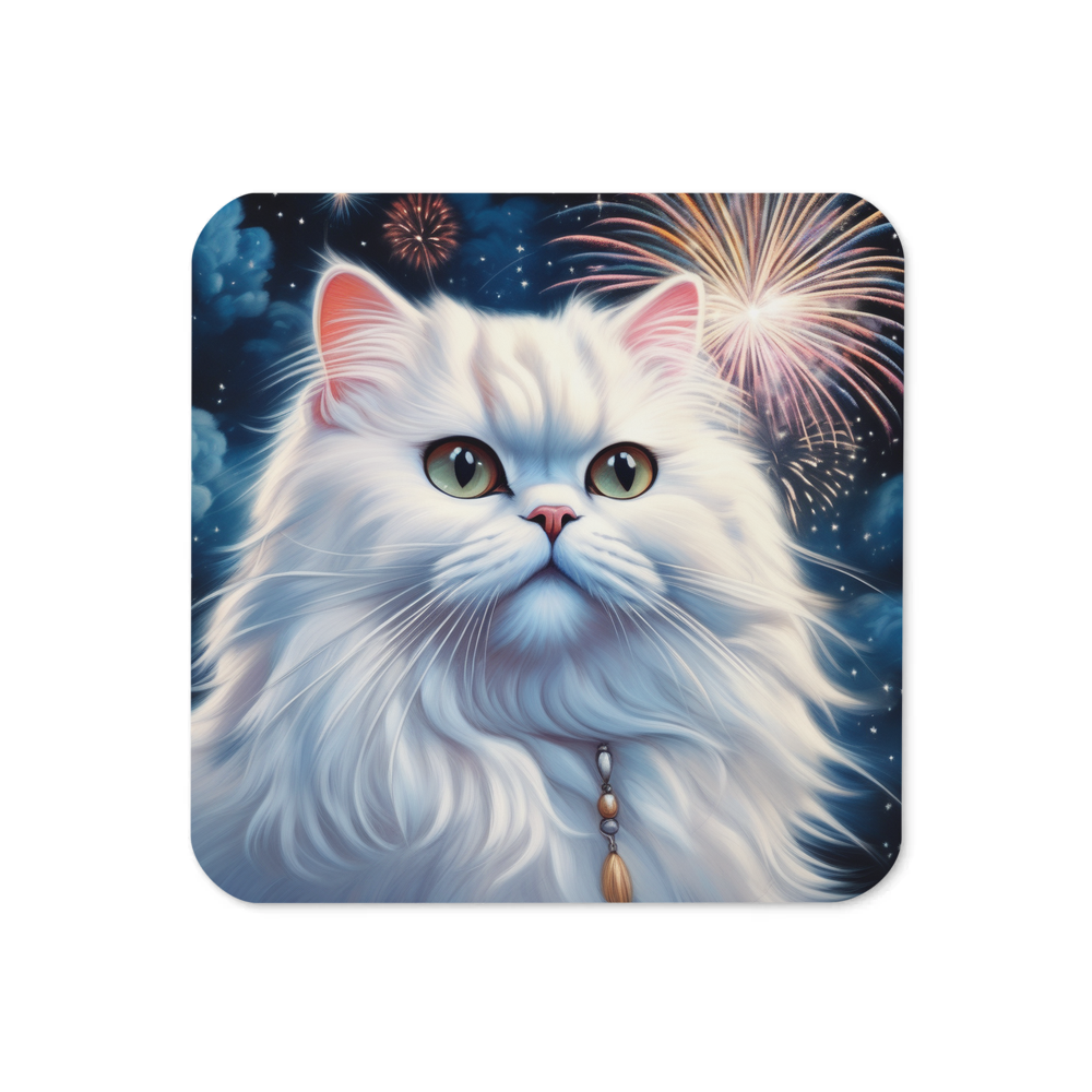 PugMug Custom White Persian Cat Coaster