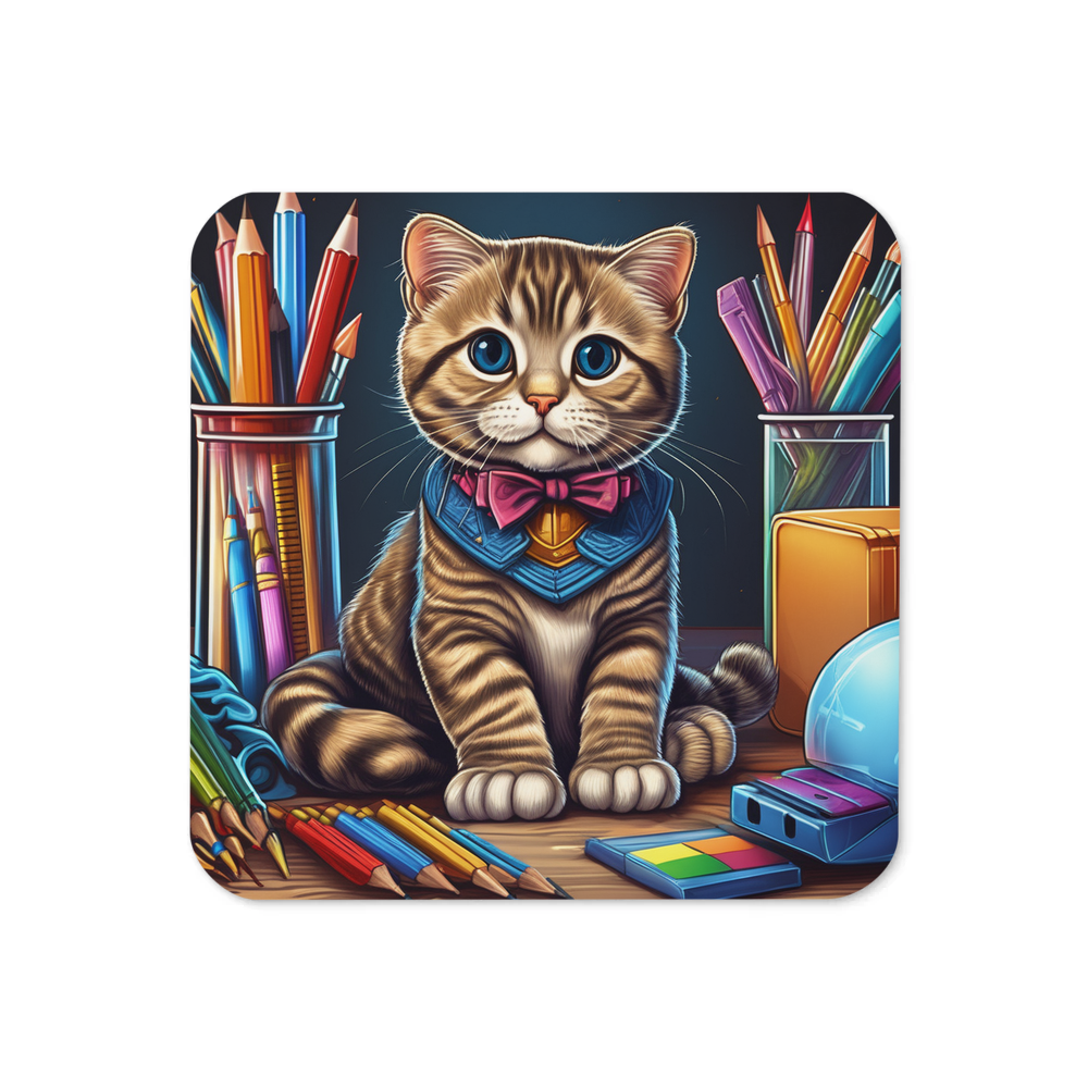PugMug Custom Tabby Scottish Fold Cat Coaster
