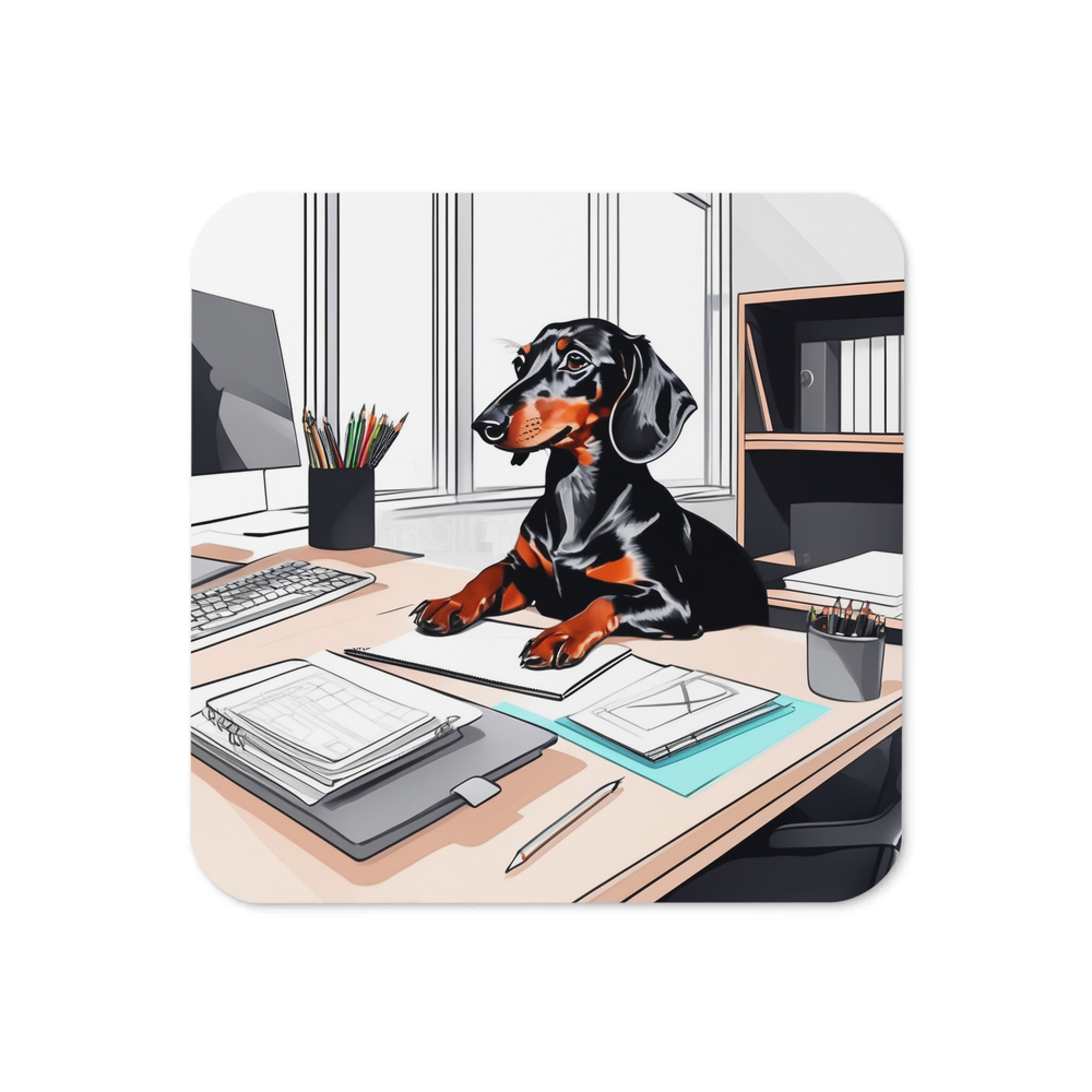 PugMug Custom Black Dachshund Coaster