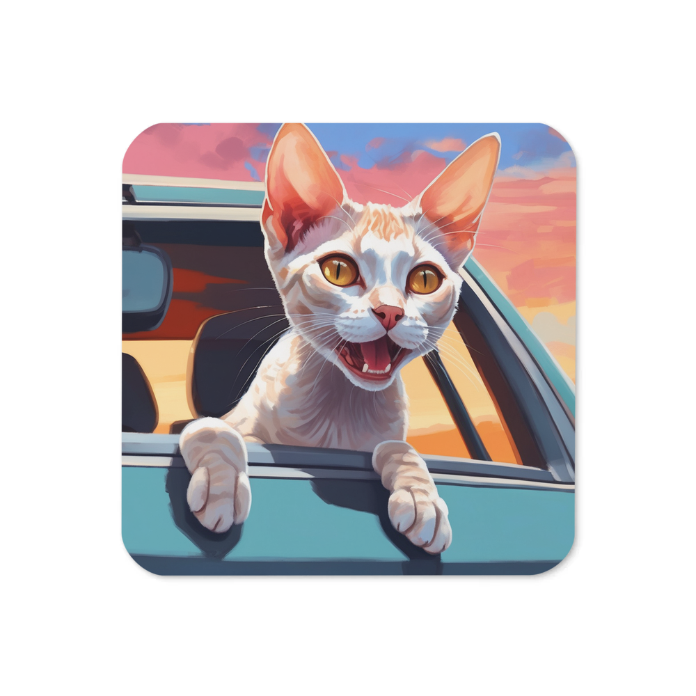 PugMug Custom Tabby Devon Rex Cat Coaster