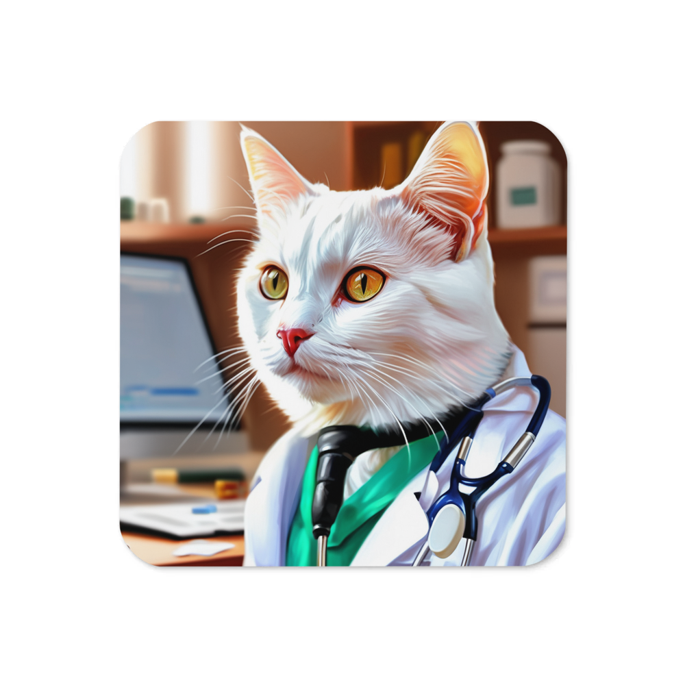 PugMug Custom White Companion Cat Coaster