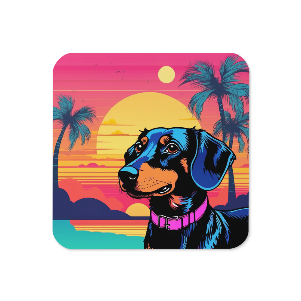 PugMug Custom Black Dachshund Coaster