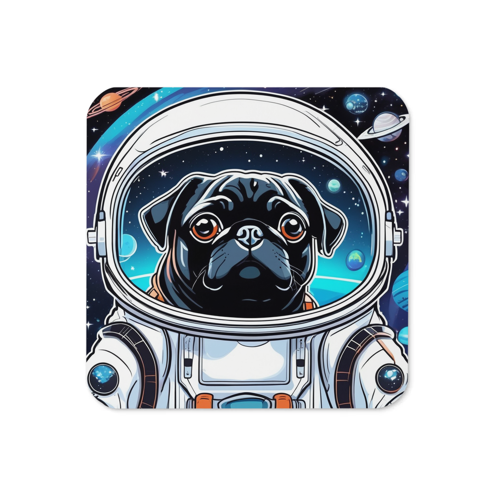 PugMug Custom Black Pug Coaster