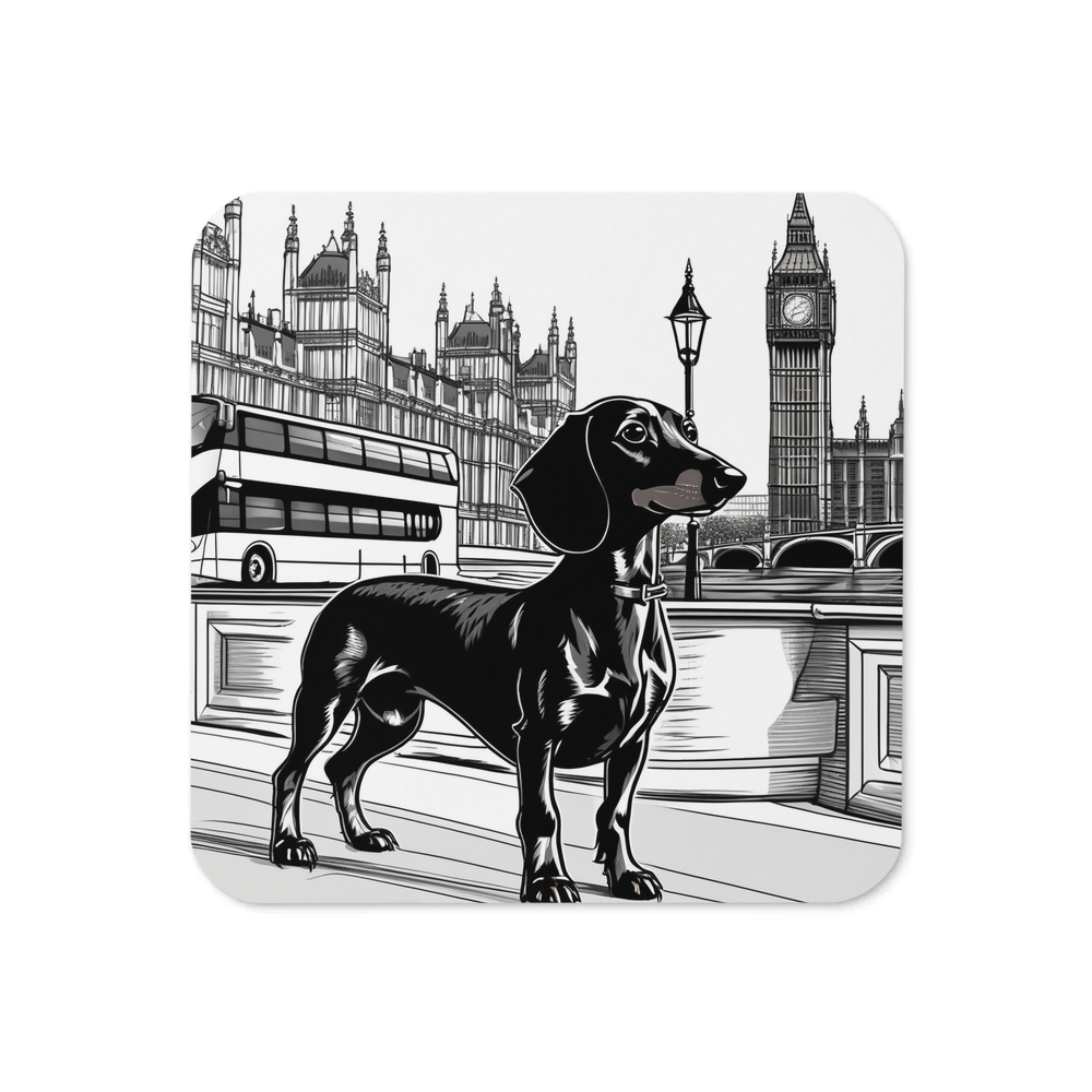 PugMug Custom Black Dachshund Coaster