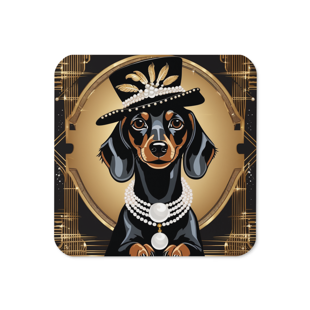 PugMug Custom Black Dachshund Coaster