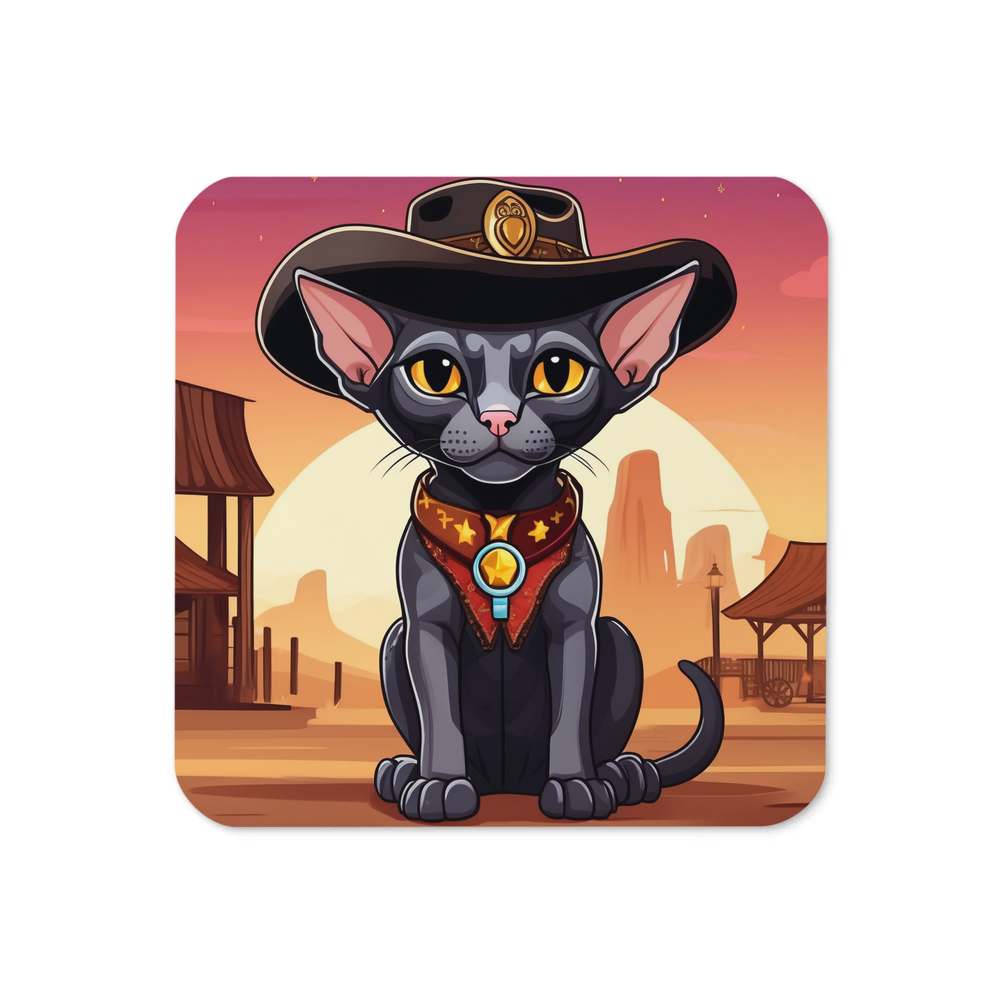 PugMug Custom Black Sphynx Cat Coaster