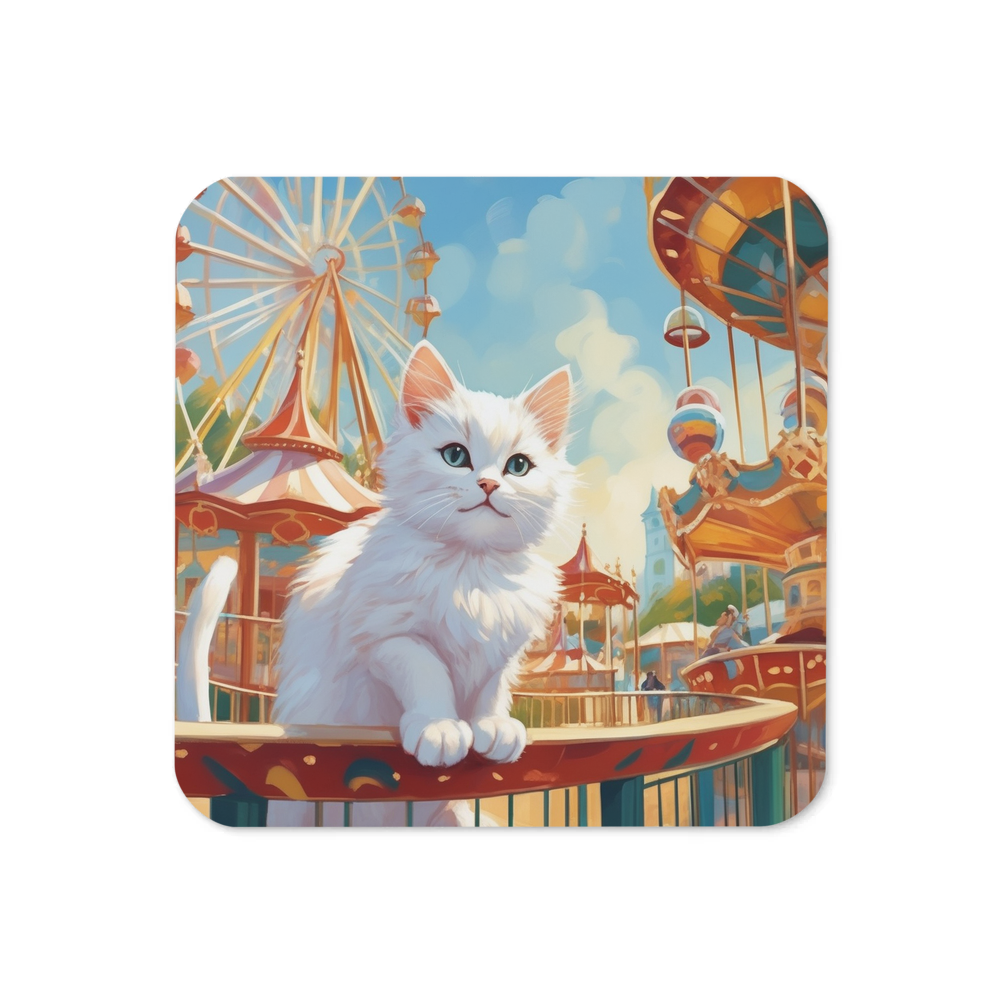 PugMug Custom White Companion Cat Coaster