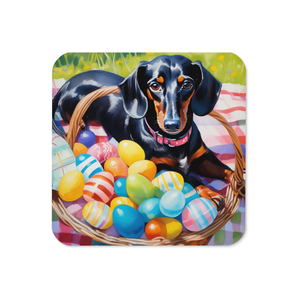 PugMug Custom Black Dachshund Coaster