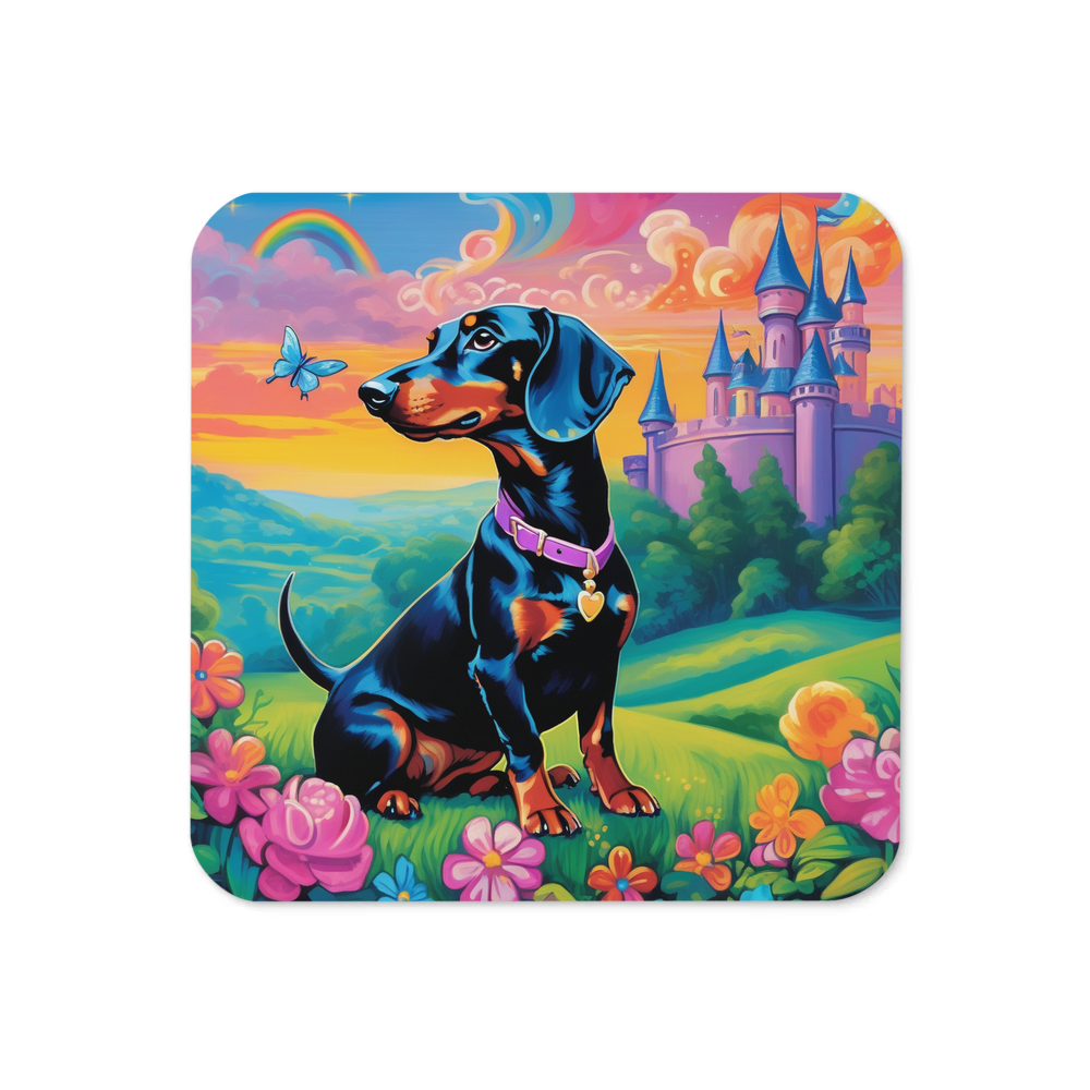 PugMug Custom Black Dachshund Coaster