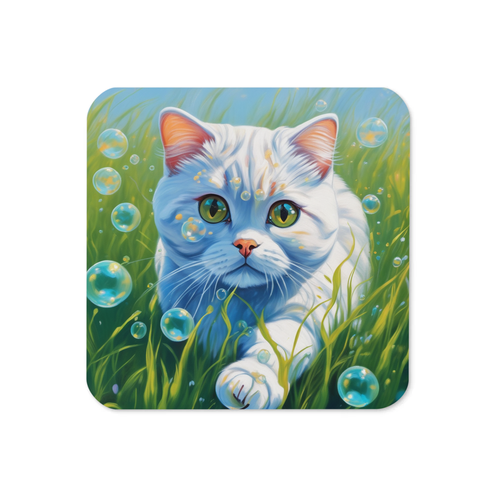 PugMug Custom White Scottish Fold Cat Coaster