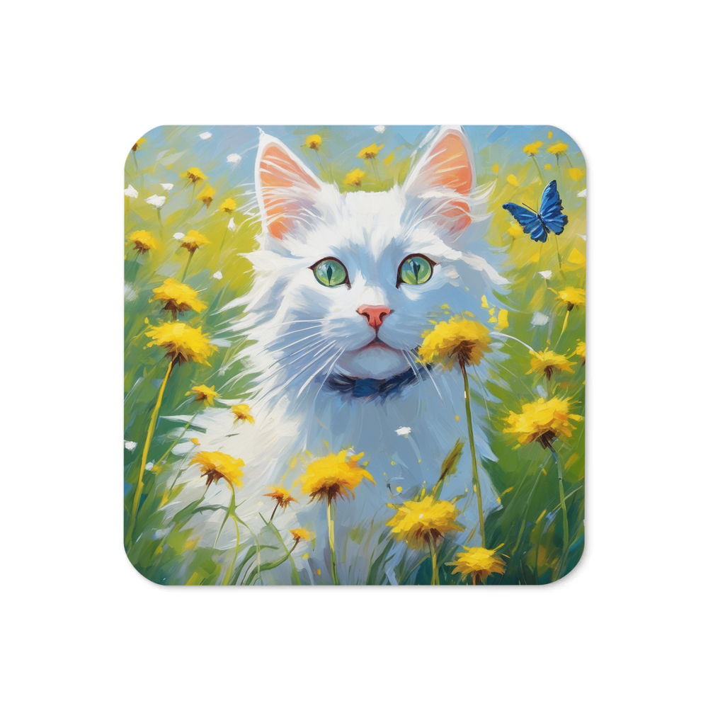 PugMug Custom White Companion Cat Coaster