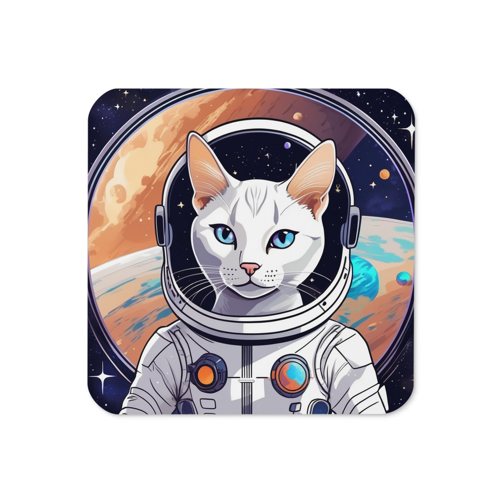 PugMug Custom White Abyssinian Cat Coaster