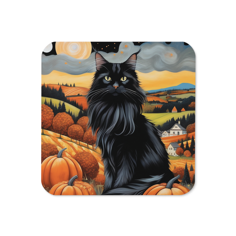PugMug Custom Black Maine Coon Cat Coaster