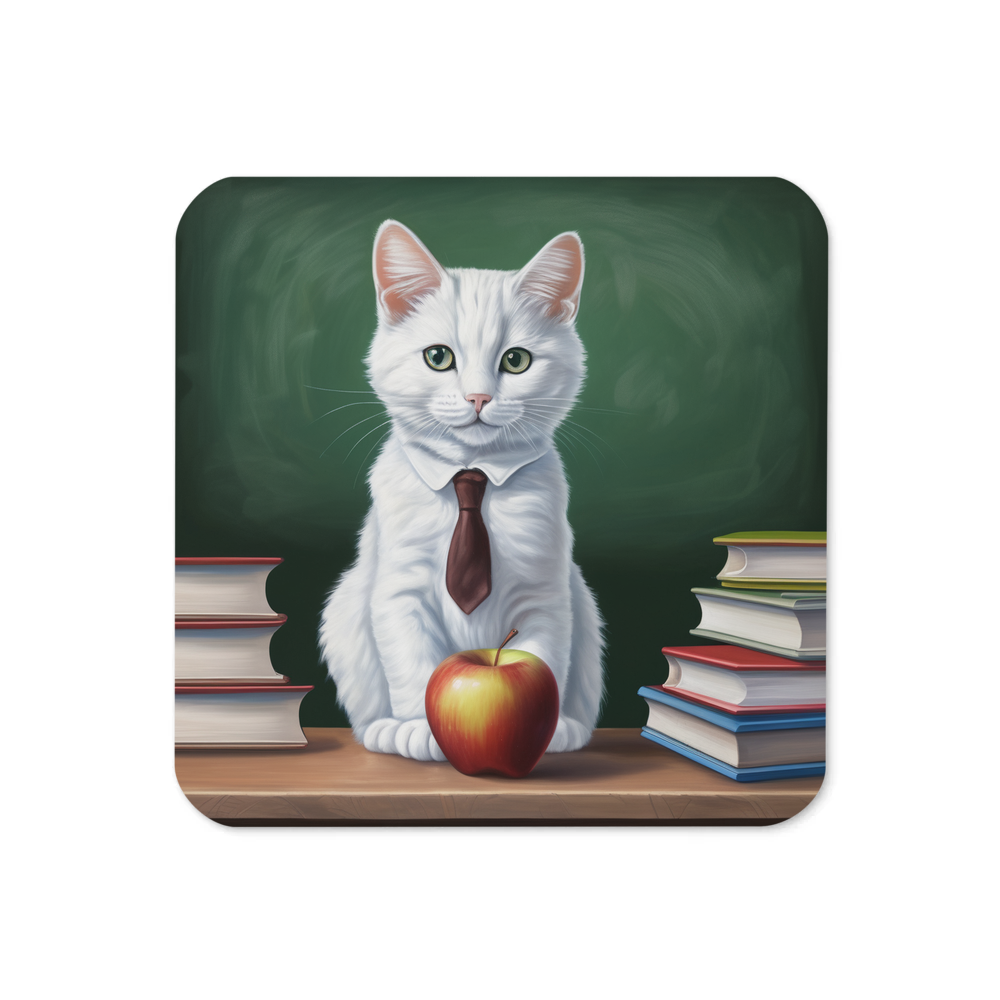 PugMug Custom White Companion Cat Coaster