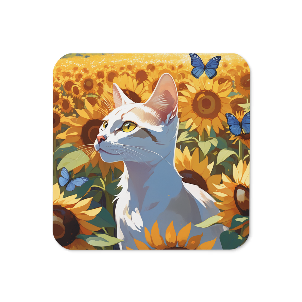 PugMug Custom White Abyssinian Cat Coaster