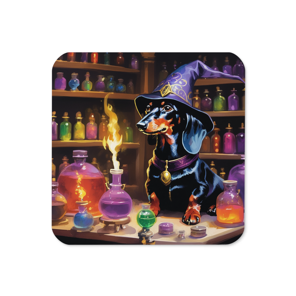 PugMug Custom Black Dachshund Coaster