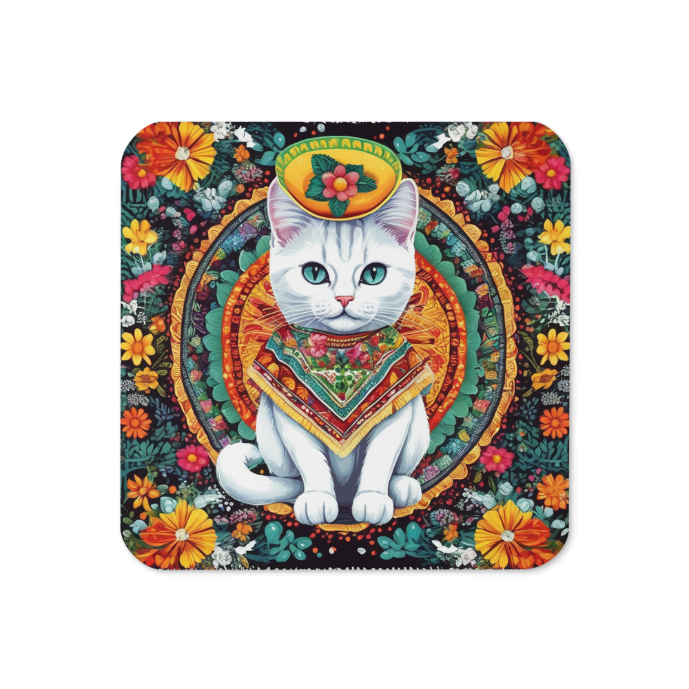 PugMug Custom White Companion Cat Coaster