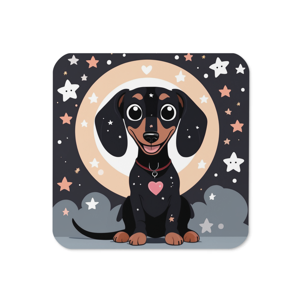 PugMug Custom Black Dachshund Coaster
