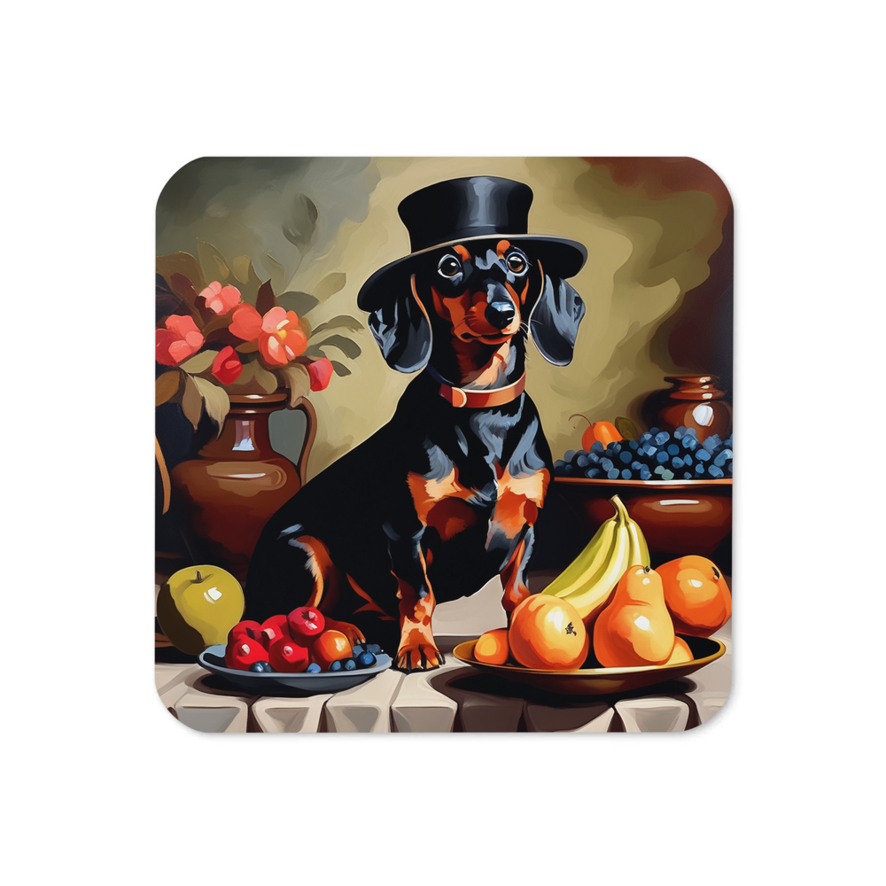 PugMug Custom Black Dachshund Coaster