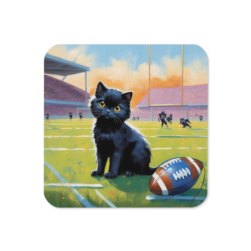 PugMug Custom Black Scottish Fold Cat Coaster