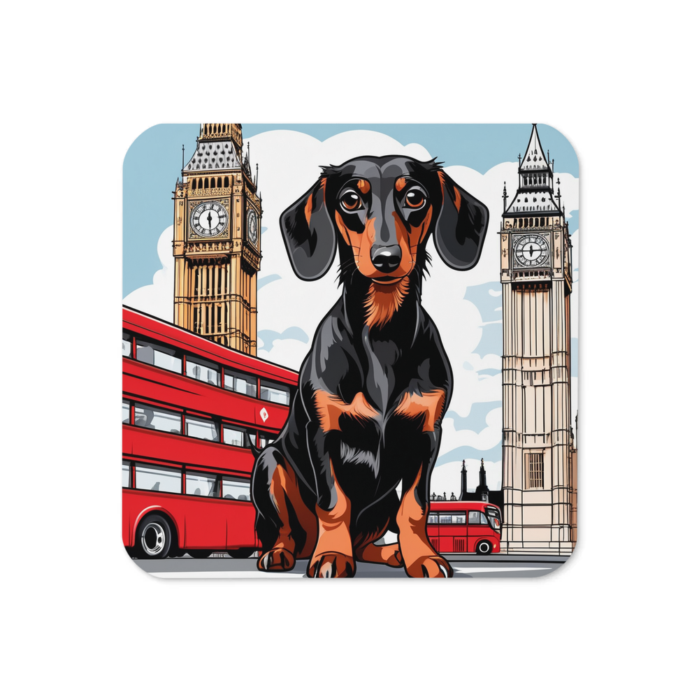 PugMug Custom Black Dachshund Coaster