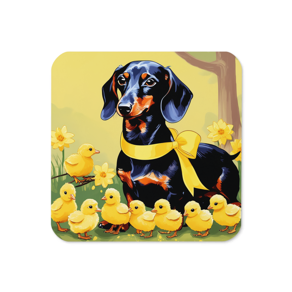 PugMug Custom Black Dachshund Coaster