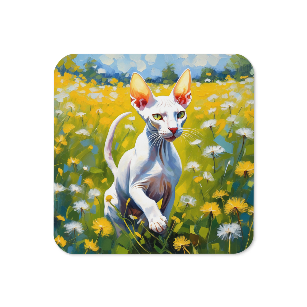 PugMug Custom White Sphynx Cat Coaster